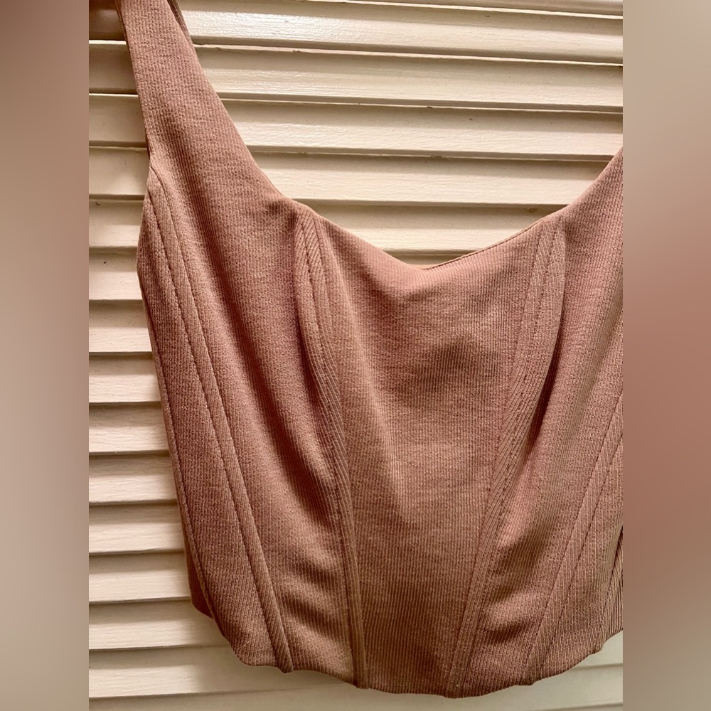 Tan corset like crop top